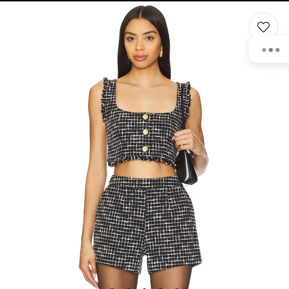 L’AGENCE Maylin Tweed Bralette Top – Black/Ecru – NWT $325 – Size M - Picture 3 of 8